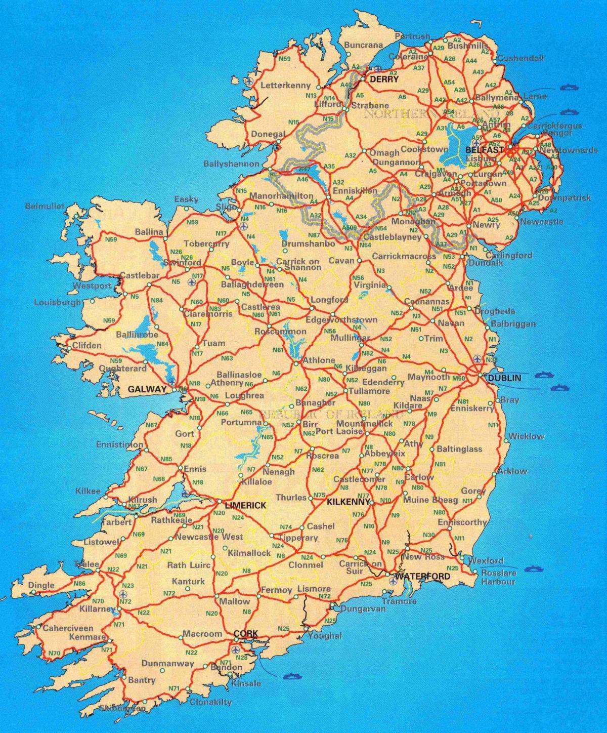 անվճար Ճանապարհային քարտեզ Իռլանդիա