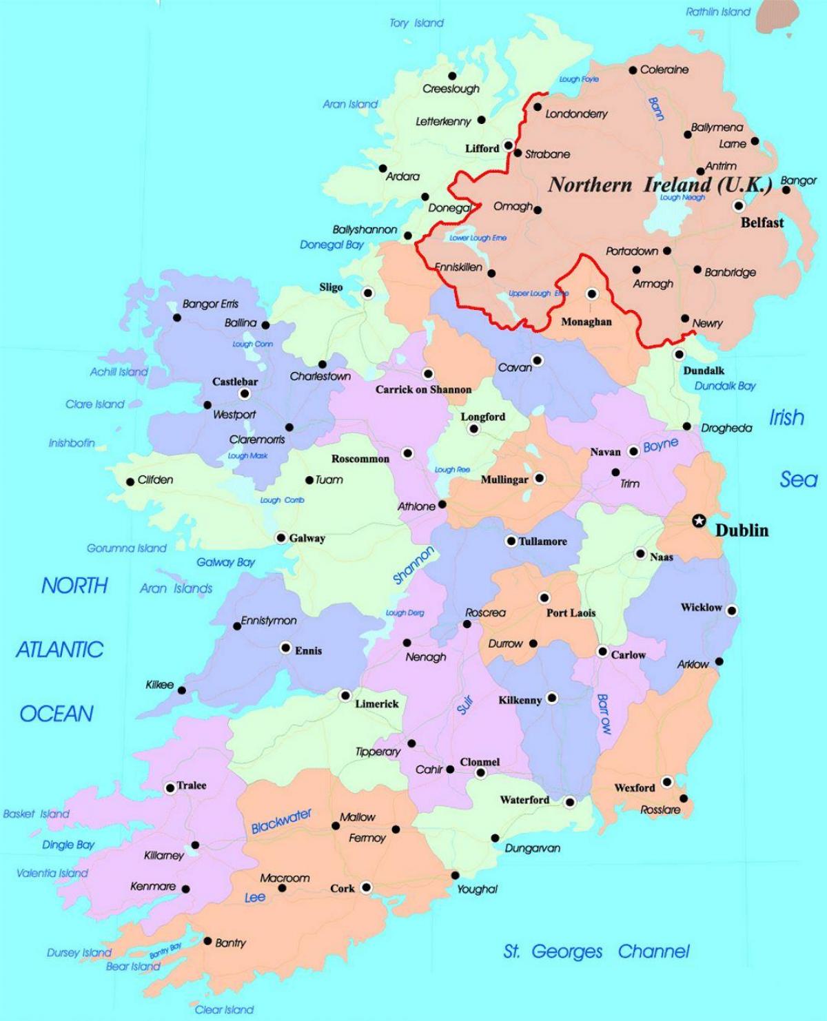 քարտեզ Իռլանդիա