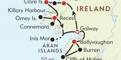 Քարտեզ արեւմտյան ափին Իռլանդիա 